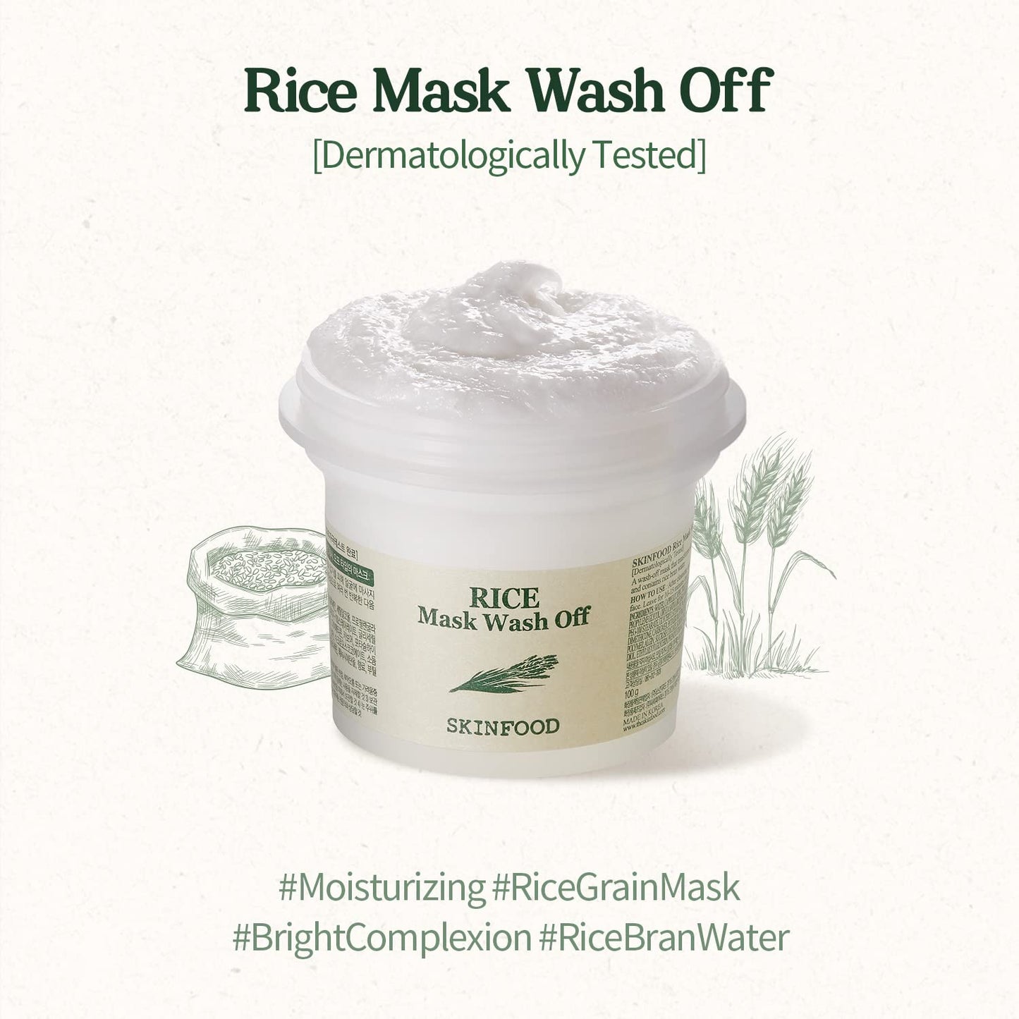 SKINFOOD - Rice Mask Wash Off Gently Exfoliates the Skin