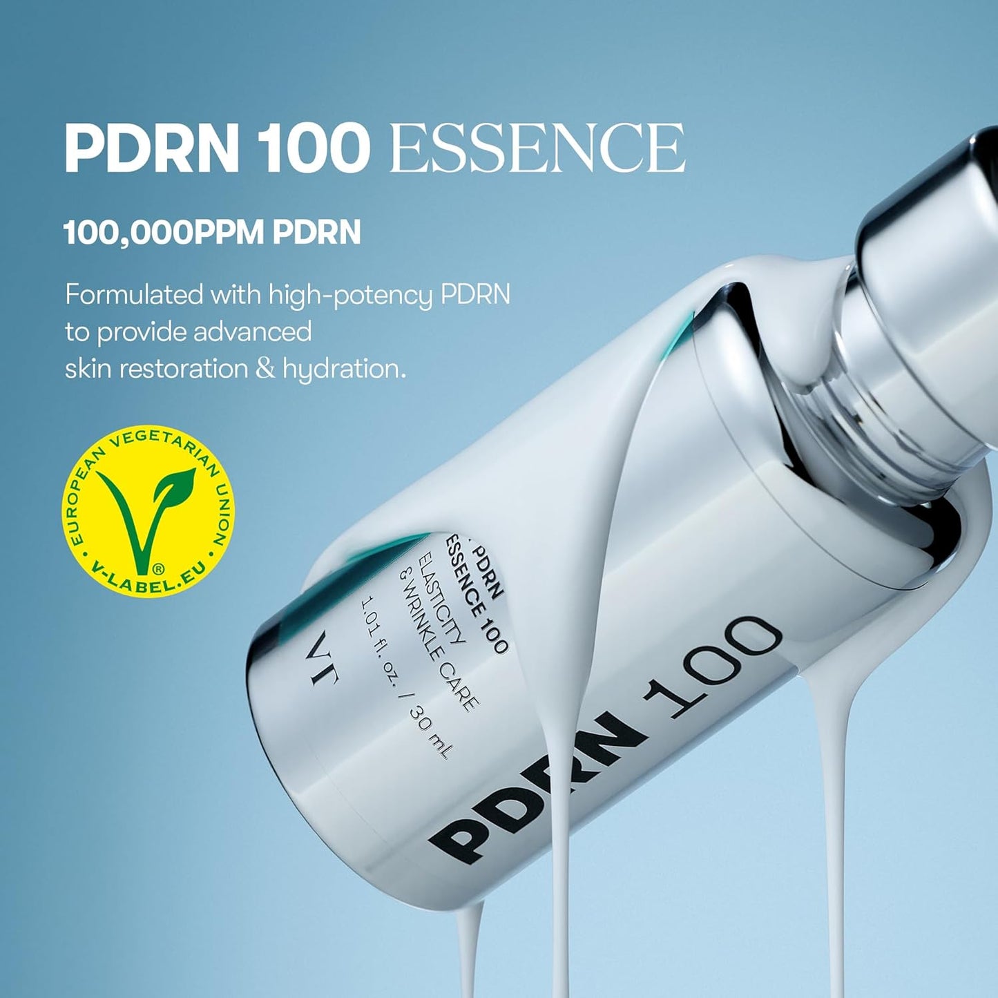 VT COSMETICS PDRN 100 Essence, Intensive Glow Serum, 100,000ppm Vegan PDRN