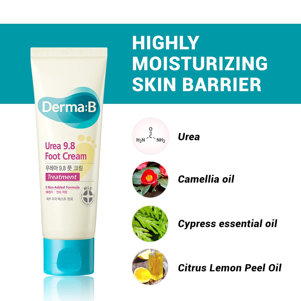 Derma: B | Urea 9.8% Foot Cream | Foot Lotion for Dry Cracked Heel Treatment