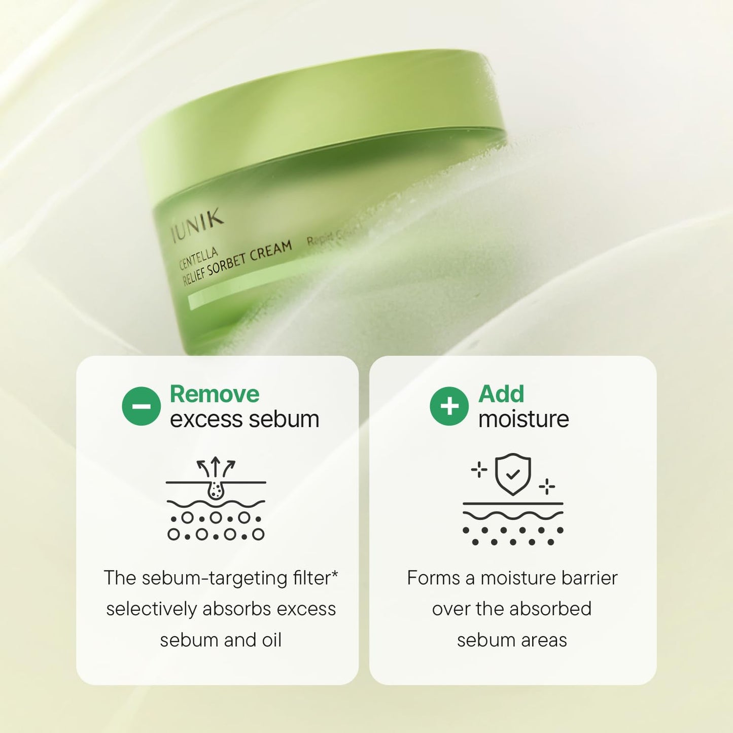 IUNIK Centella Relief Sorbet Cream -Cooling &Calming Moisturizer